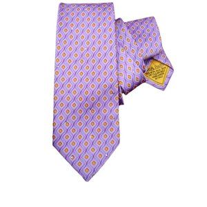 SANTOSTEFANO Purple Geometric Strass Silk Tie HANDMADE ITALY 58"/ 3" EC